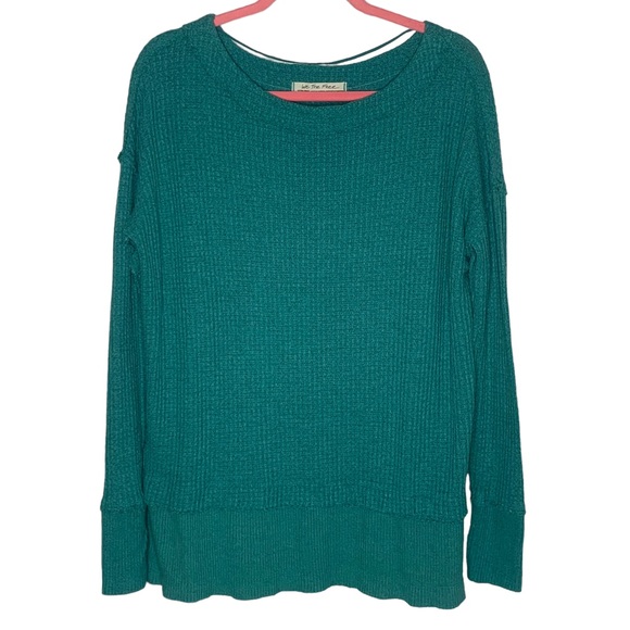 We The Free By Free People Teal Waffle Knit Thermal Oversized Tunic - Picture 2 of 13
